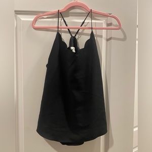 J crew scallop black tank top